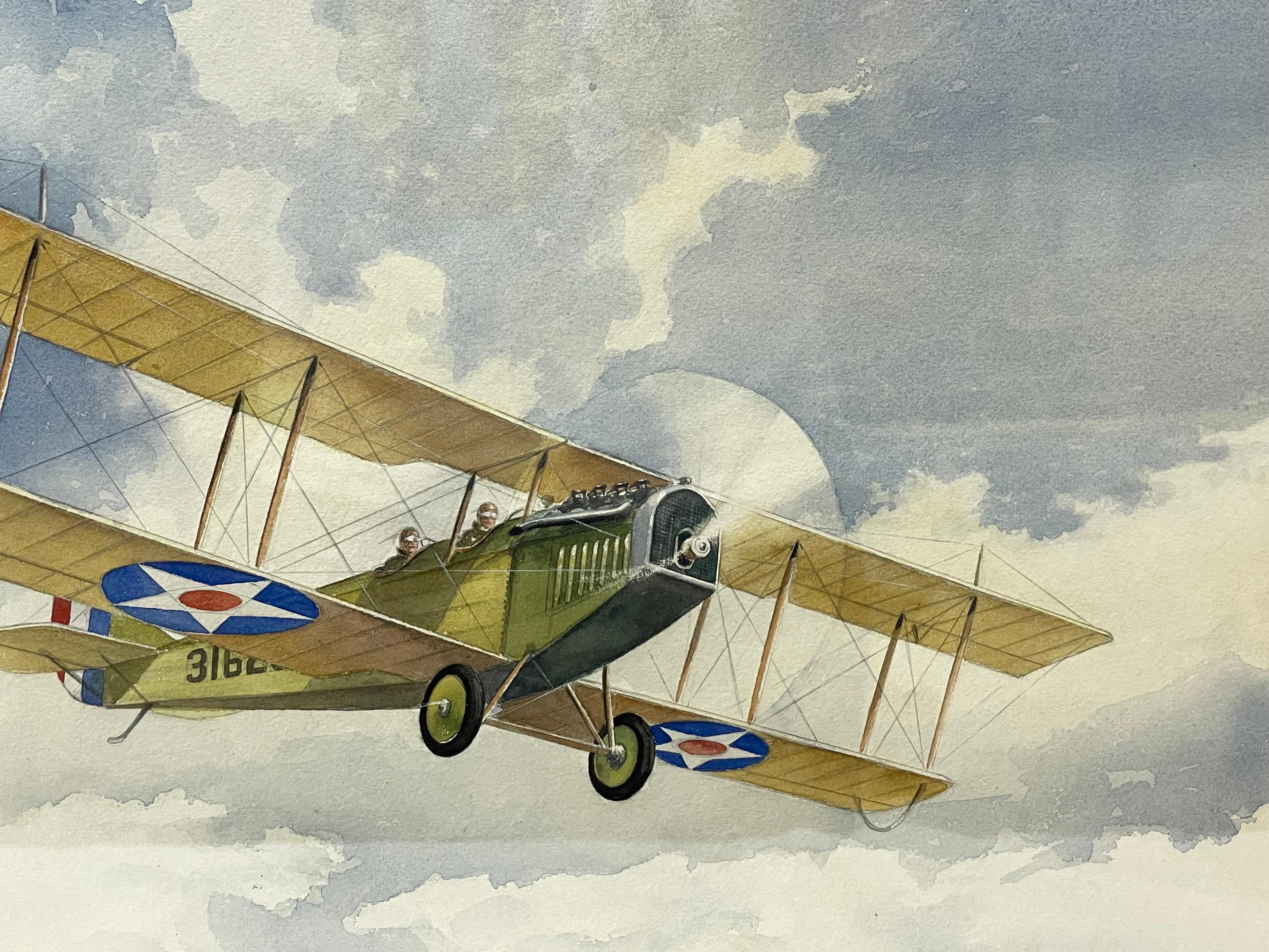Vintage Bi-Plane Watercolor  - Art by Alfred Owles