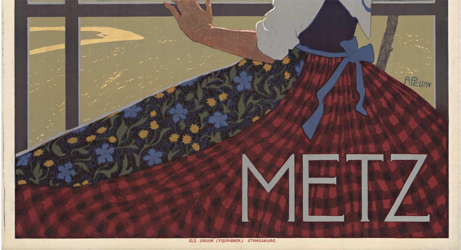 Affiche lithographique vintage originale de Metz vintage - Print de Alfred Pellon