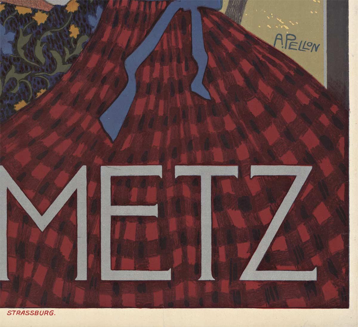 Originales lithografisches Vintage-Poster von Metz (Beige), Landscape Print, von Alfred Pellon