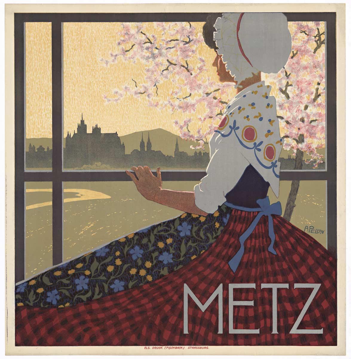 Affiche lithographique vintage originale de Metz vintage
