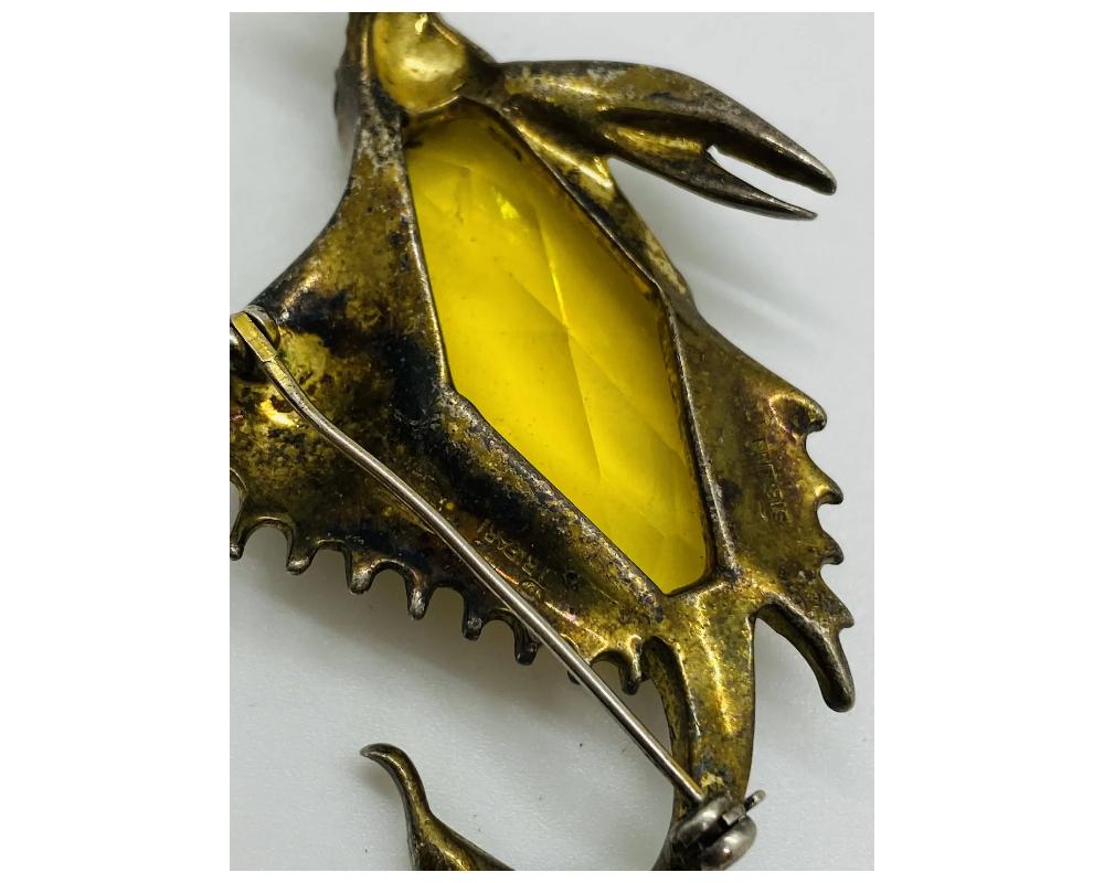 Alfred Philippe Crown Trifari Sterling Silver Fish Jelly Belly Brooch 7