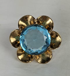 Alfred Philippe for Trifari Aquamarine  Retro Clip Brooch