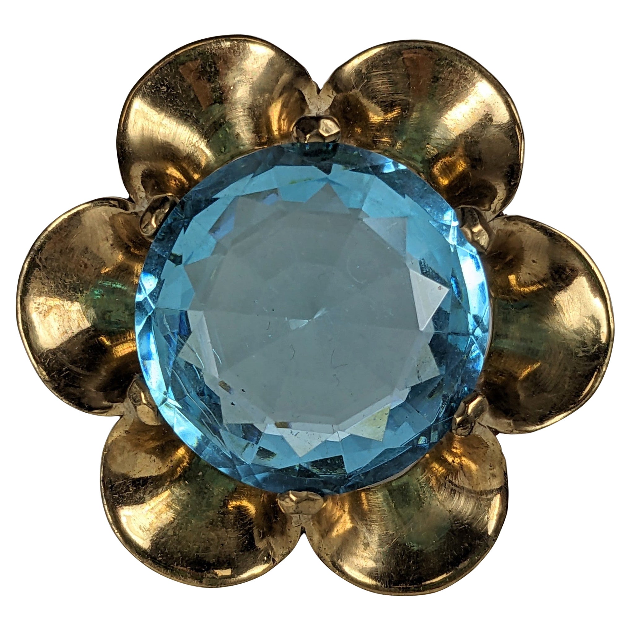 Alfred Philippe pour Trifari aigue-marine  Broche à clip rétro