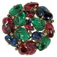 Alfred Philippe for Trifari Fragonard Tricolor Fruit Salad Domed Brooch