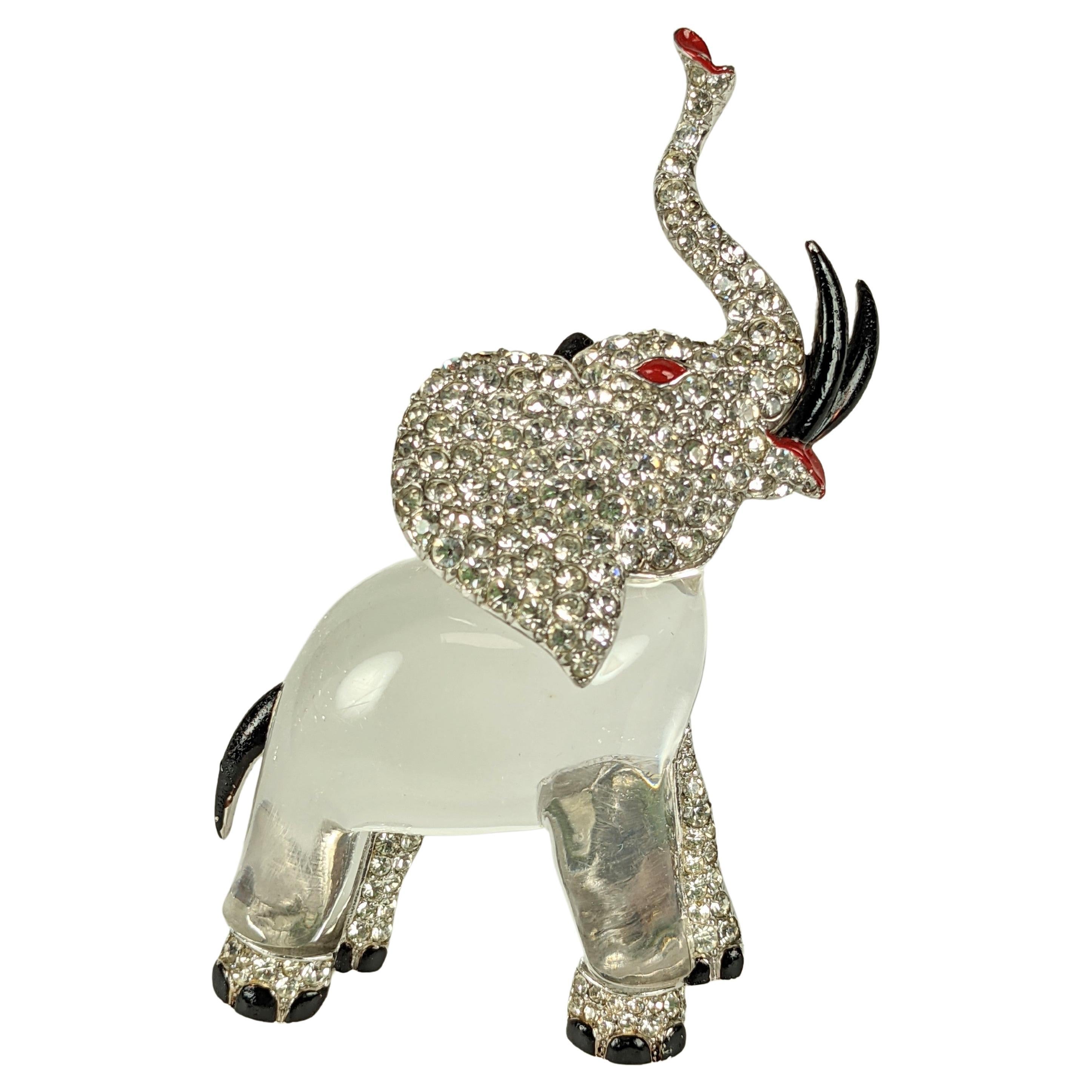 Alfred Philippe for Trifari Jelly Belly Elephant Clip, 1942 For Sale