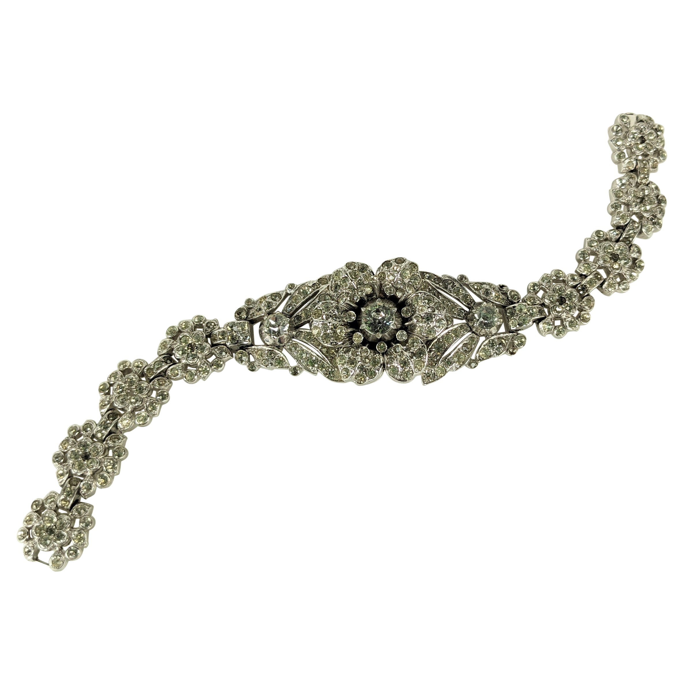 Alfred Philippe for Trifari Regence Pave Rose Bracelets For Sale