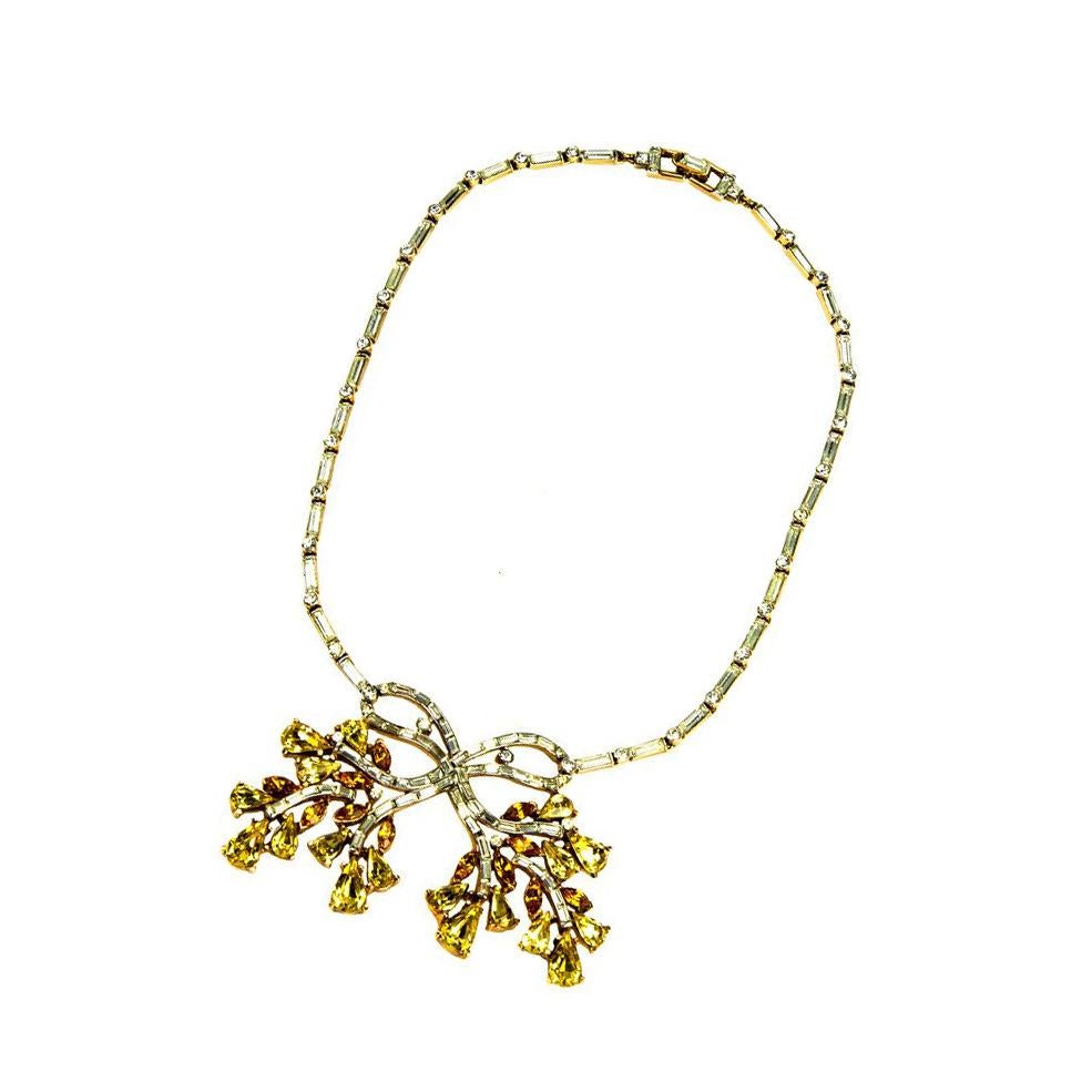 Women's Alfred Philippe for Trifari Retro 1940s Crystal Bow Necklace