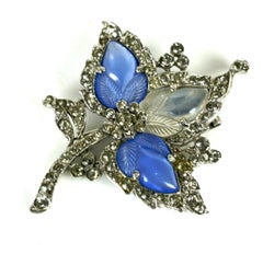 Alfred Philippe for Trifari Sapphire and Moonstone Fruit Salad Trefoil Leaf