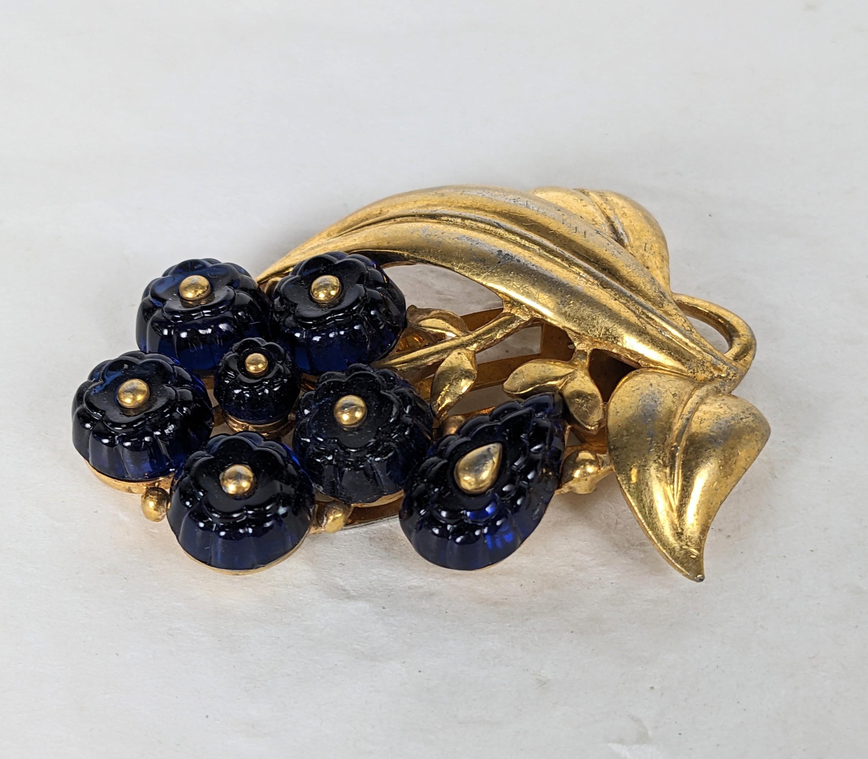 Art Deco Alfred Philippe for Trifari Sapphire Fruit Salad Berry Cluster Dress Clip For Sale