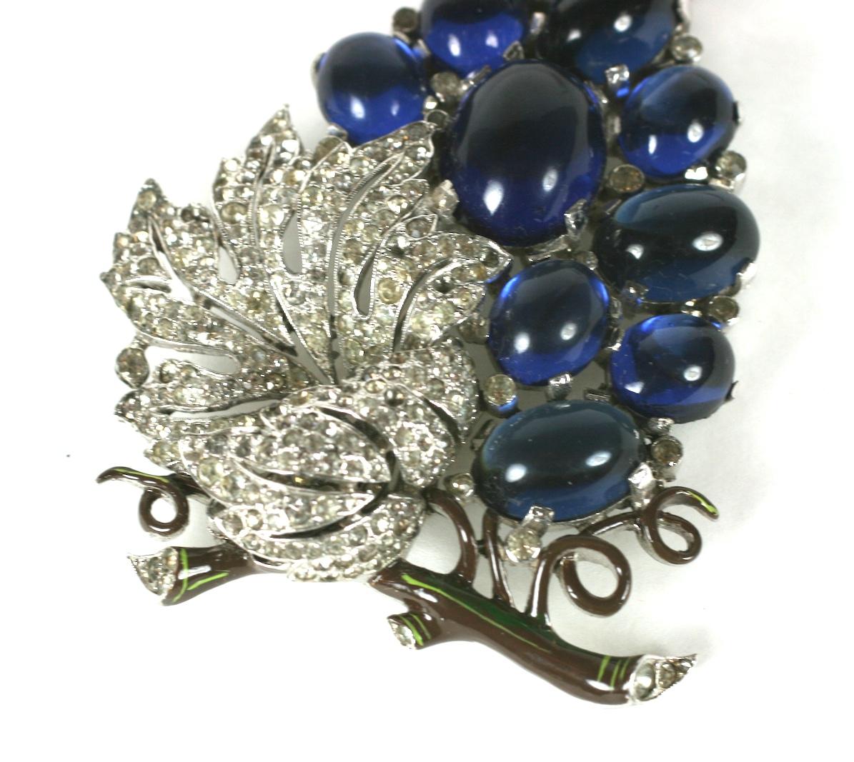 Retro Alfred Philippe for Trifari Sapphire Grape Cluster Fur Clip 