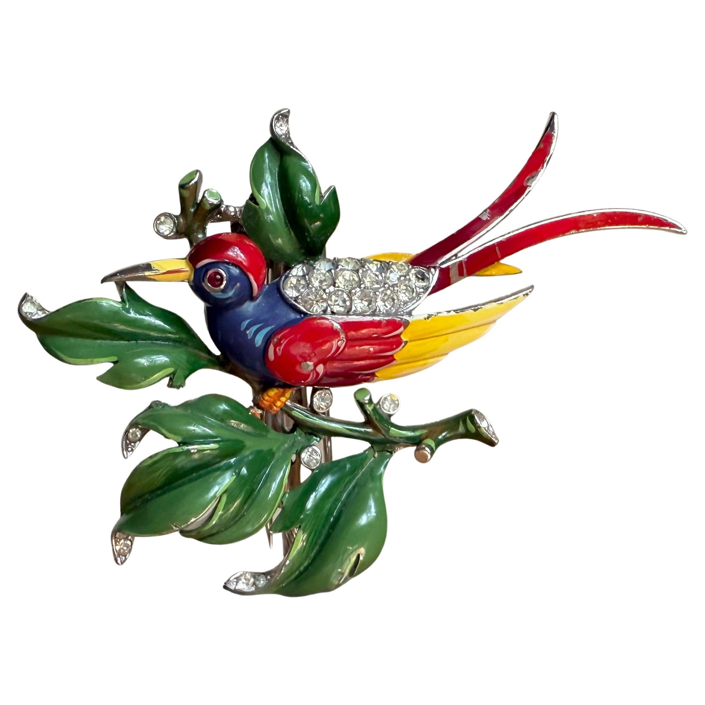1942 Alfred Philippe for Trifari Tropical Fantasy Bird Clip Brosche