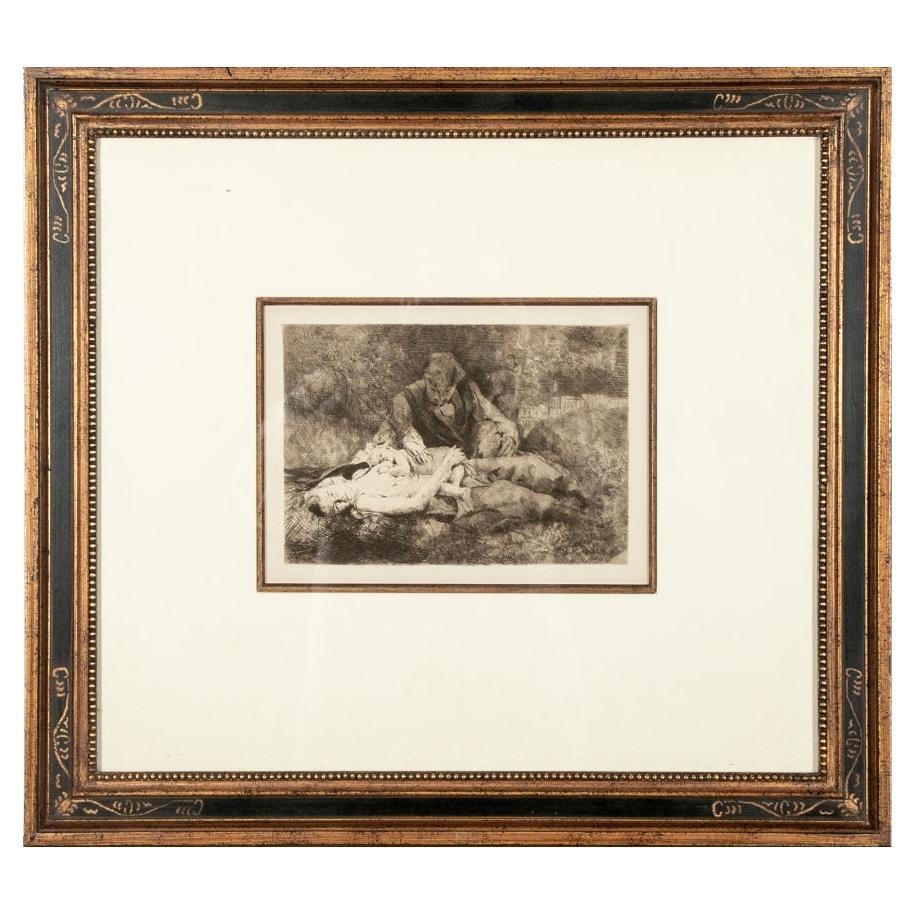 Alfred Philippe Roll 'French, 1846-1919' Etching, "La Vie" For Sale