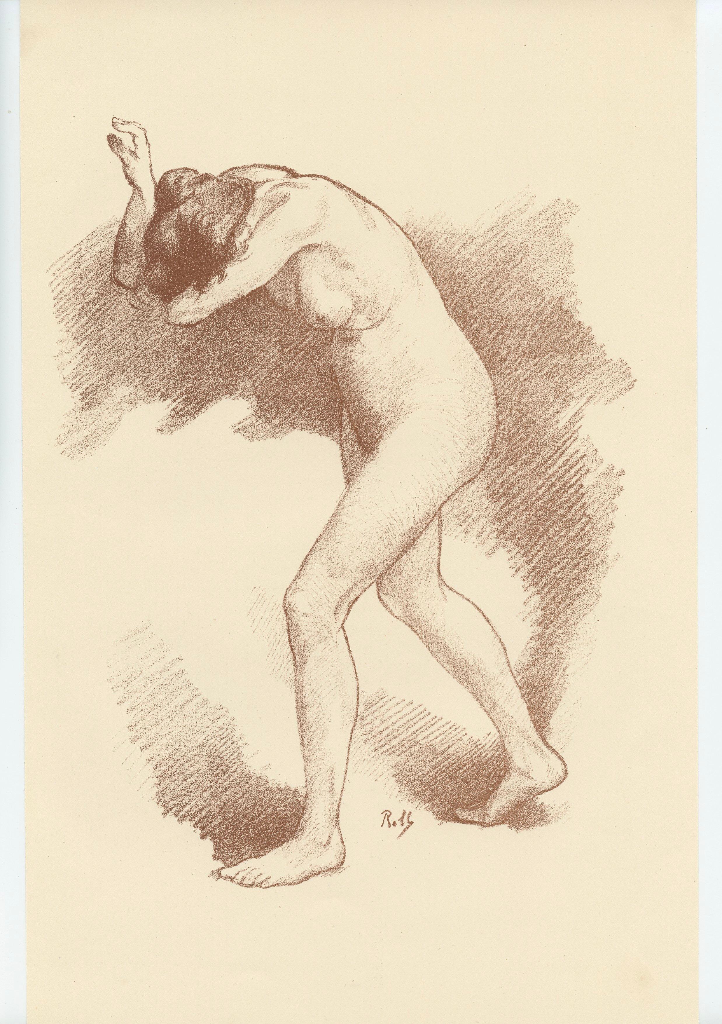 "Estudio de Mujer" litografía original - Print de Alfred Philippe Roll