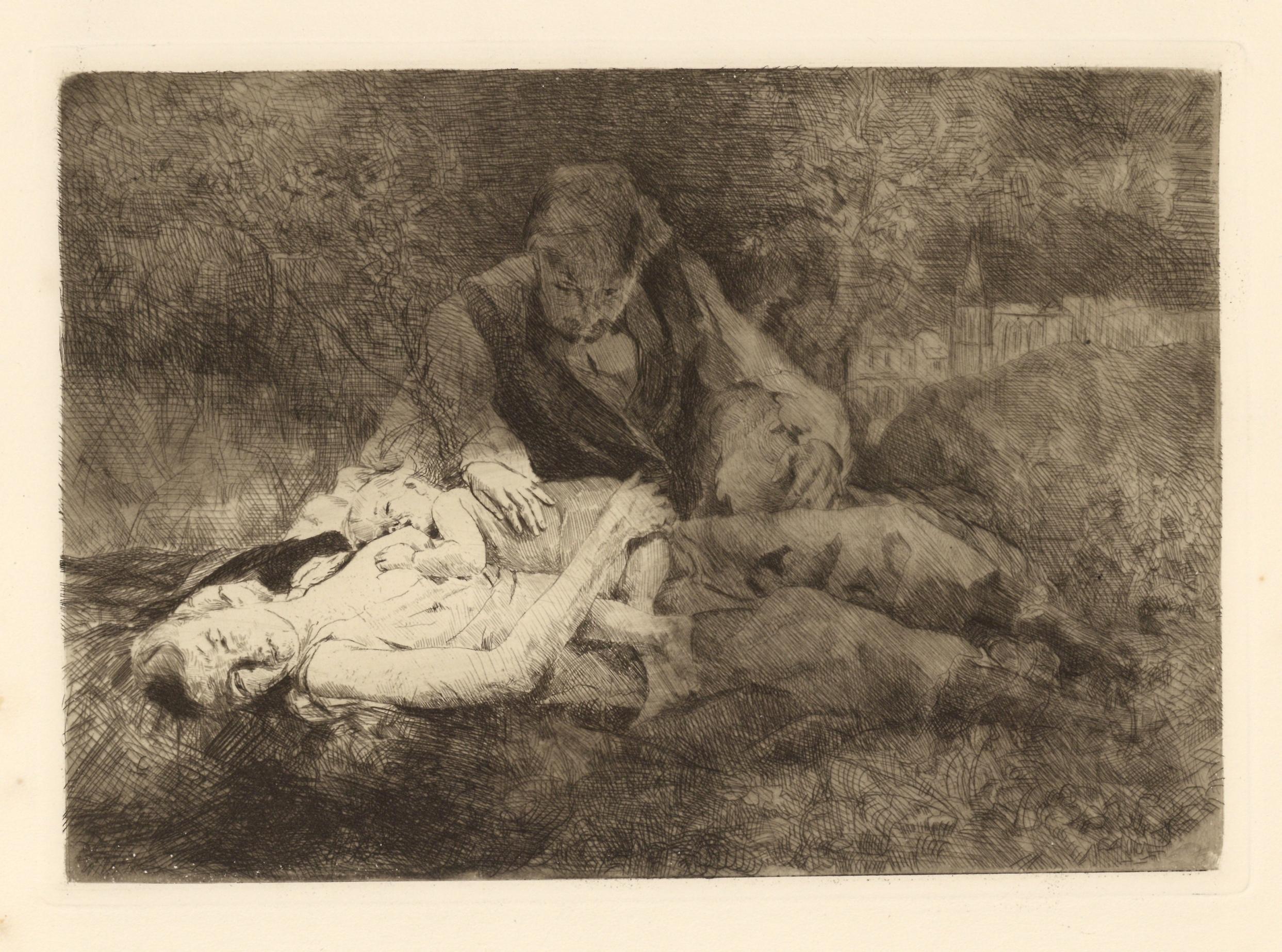 "La Vie" Original-Radierung – Print von Alfred Philippe Roll