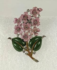 Alfred Philippe Trifari Enamel Lilac Clip Brooch