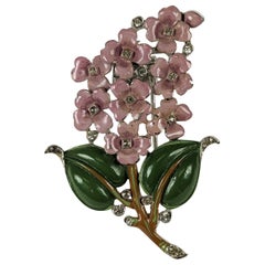 Alfred Philippe Trifari Enamel Lilac Clip Brooch