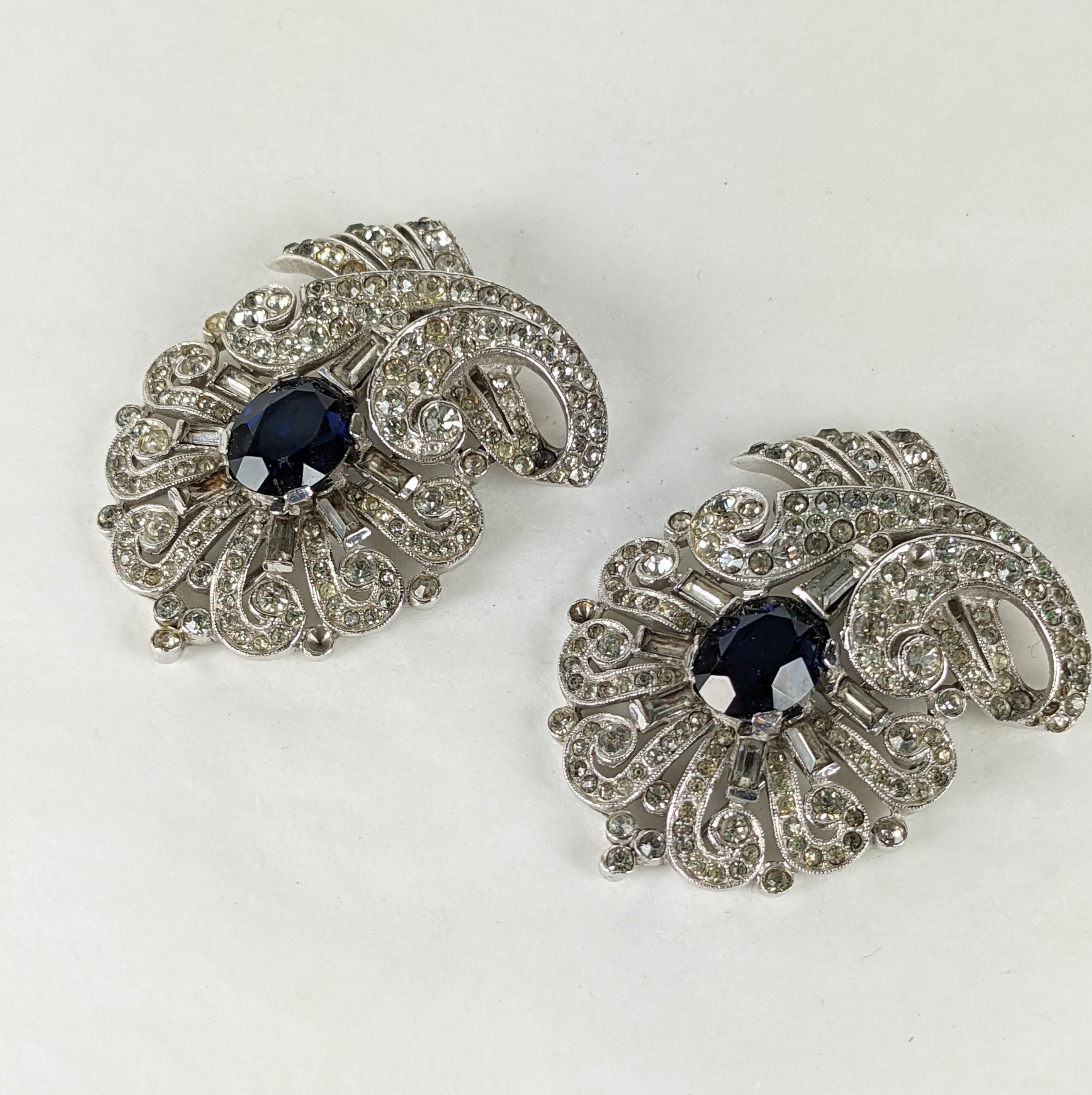 Alfred Phillippe for Trifari Art Deco Dress Clips In Good Condition For Sale In New York, NY