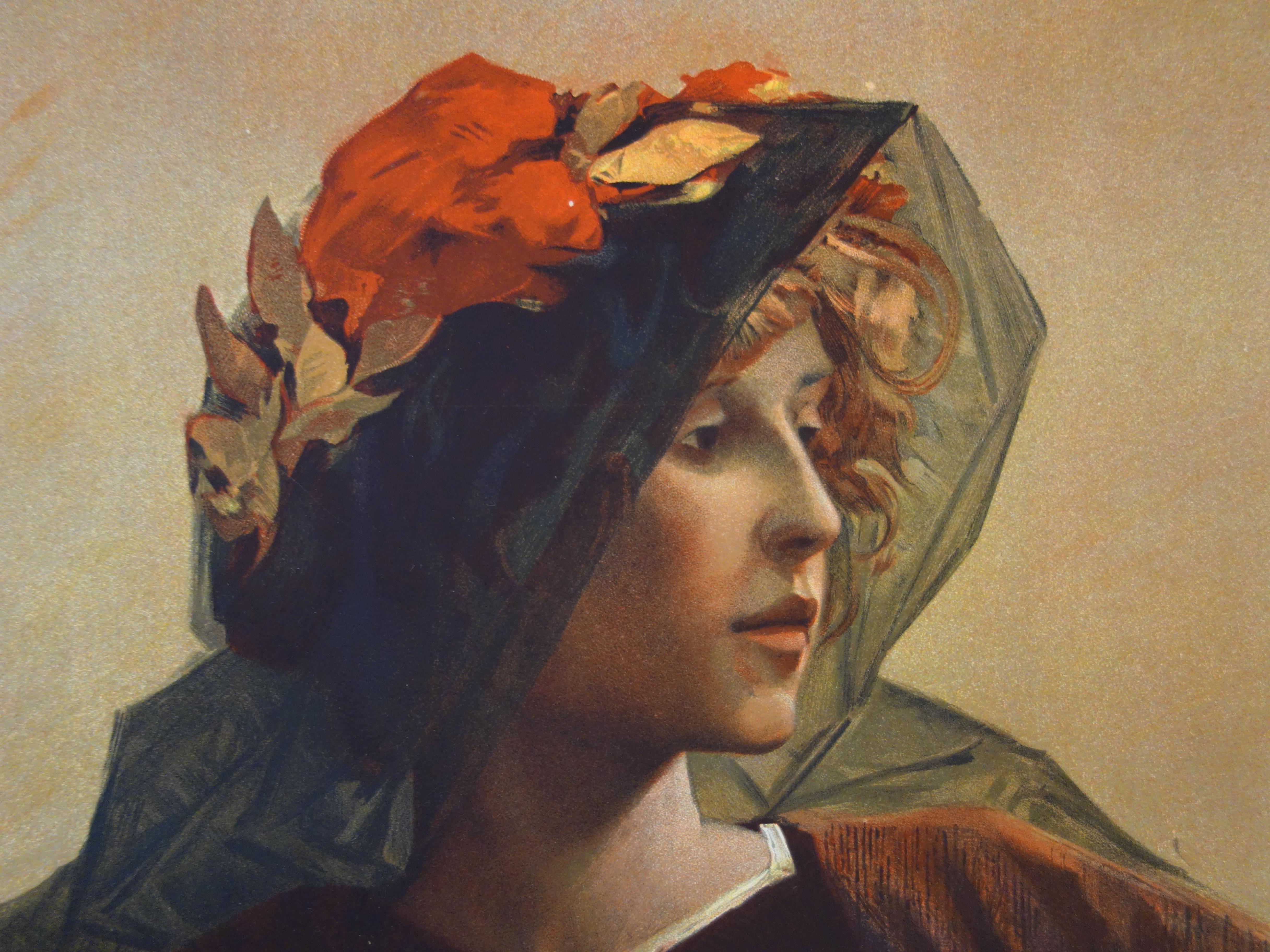 Imperia (Caprices of Verlaine) - Original Lithograph 1899 - Black Figurative Print by Alfred Pierre Agache