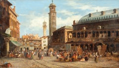 Alfred Pollentine(Venetian master) - 19th century Padova landscape view painting