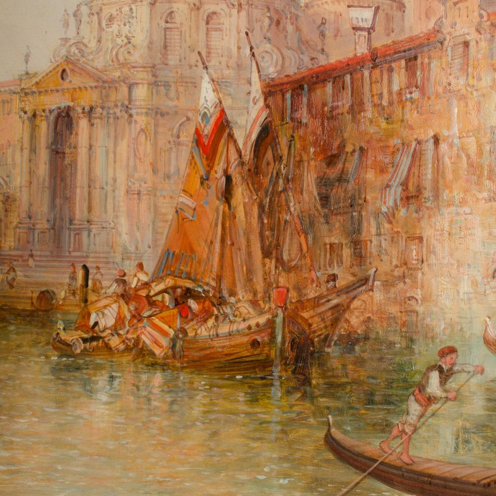 XIXe siècle Alfred Pollentine (britannique, 1836-1890) « Venise en juillet », peinture à l'huile sur toile en vente