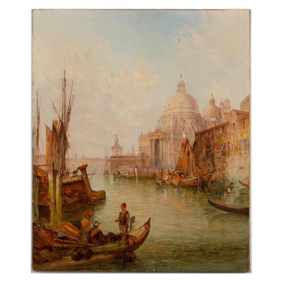 Alfred Pollentine (inglese, 1836-1890) "Venezia in luglio" Olio su tela.