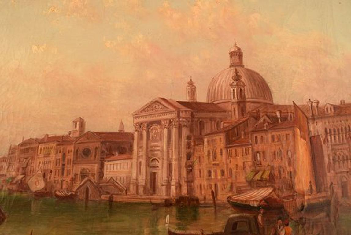 English Alfred Pollentine Guidecca Canale, Venice, Oil on Canvas