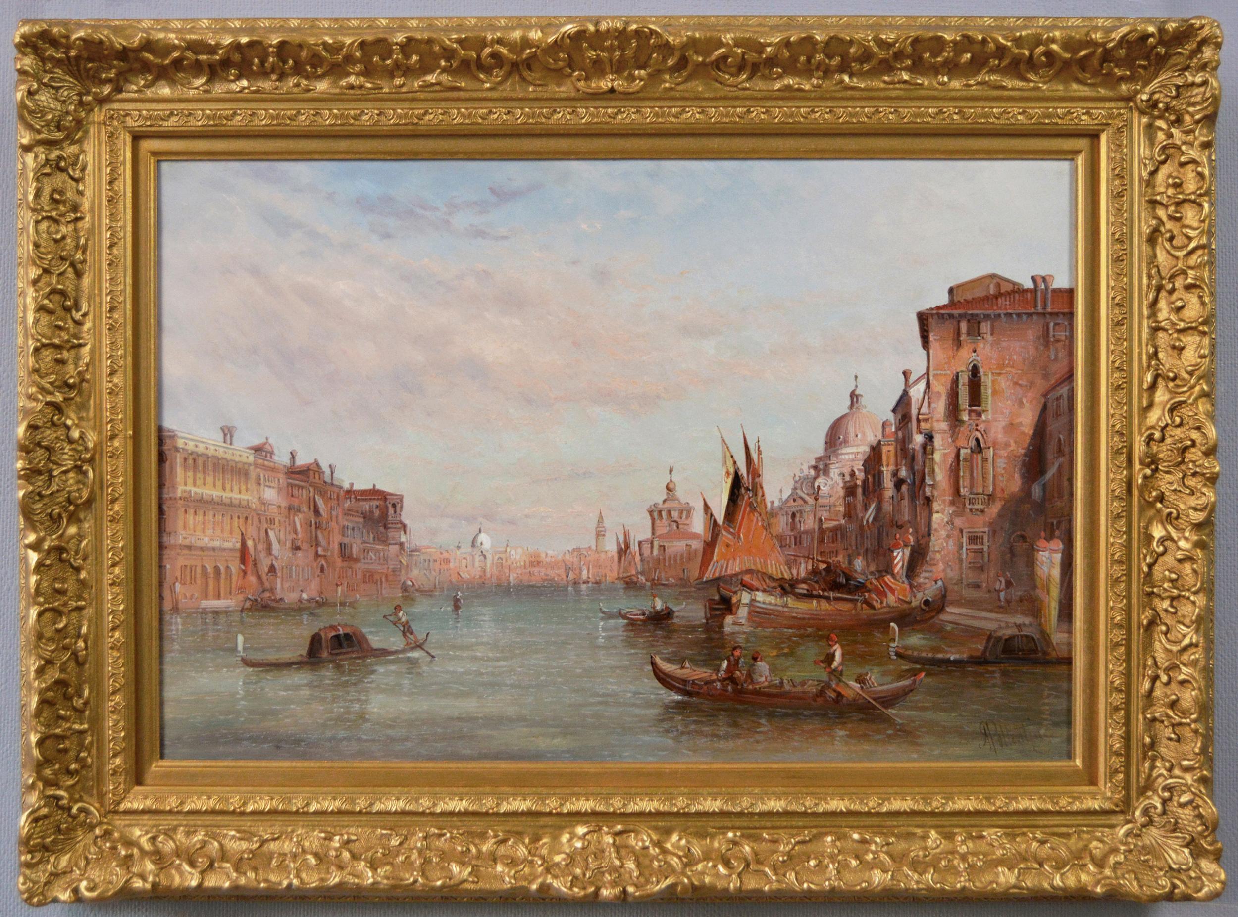Alfred Pollentine Landscape Painting - 19th Century oil painting of The Dogana, Venice 