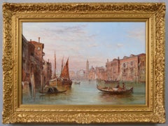 Vintage 19th Century oil painting of The Grand Canal, Venice 