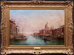 Santa Maria della Salute, Venise - Peinture à l'huile du 19e siècle représentant le Grand Canal