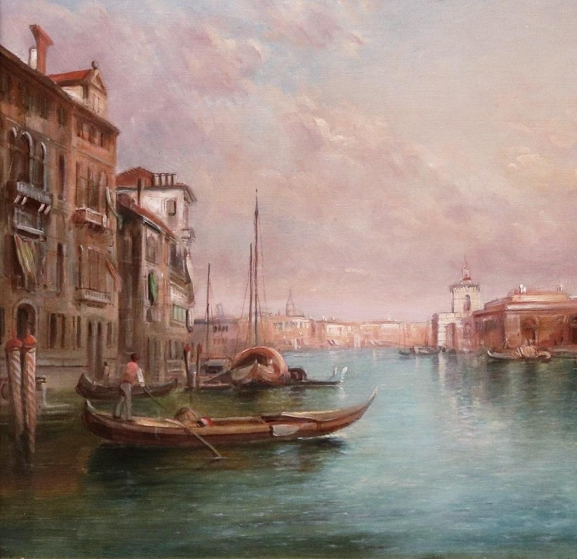 Santa Maria della Salute, Venice - 19th Century Oil Painting of the Grand Canal  1