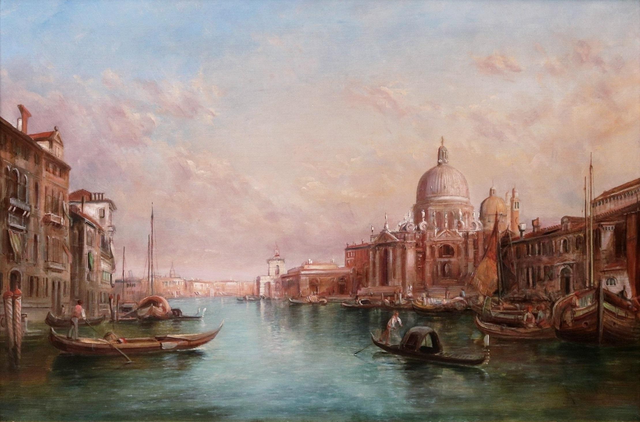Santa Maria della Salute, Venice - 19th Century Oil Painting of the Grand Canal  2