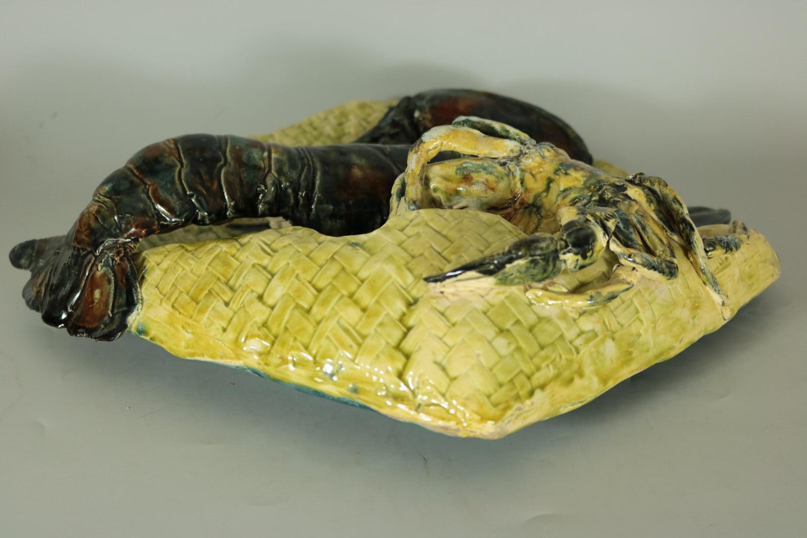 Alfred Reneloeau Palissy Crab & Lobster Wall Pocket For Sale 3