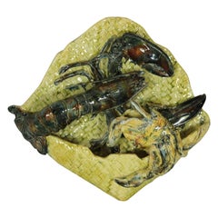 Alfred Reneloeau Palissy Crab & Lobster Wall Pocket