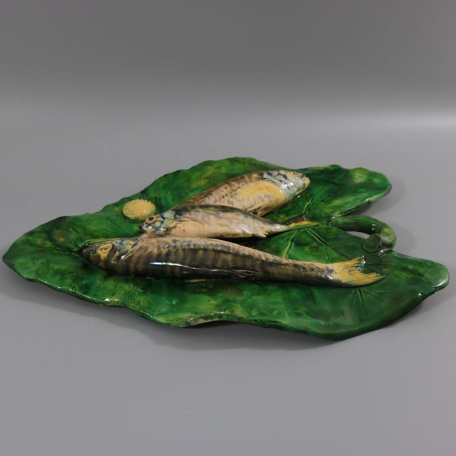 Alfred Renoleau Palissy Majolica Fish Wall Plaque In Good Condition For Sale In Chelmsford, Essex