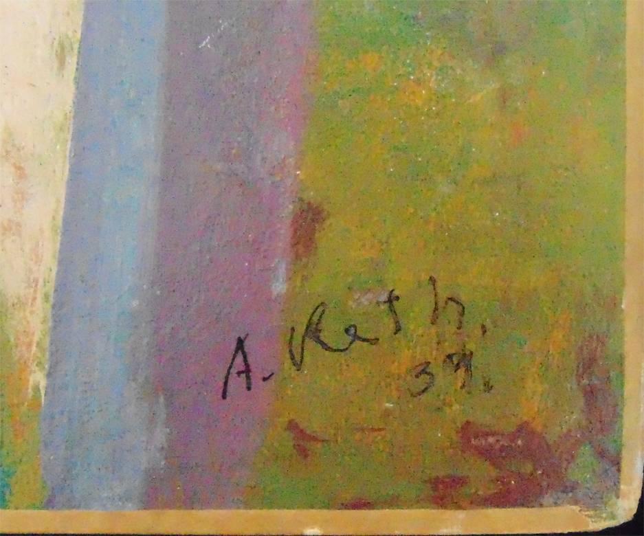 Composizione astratta - Pittura firmata Cubismo ungherese - Painting di Alfred Reth