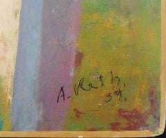 Abstrakte Komposition – signiertes Gemälde Ungarischer Kubismus