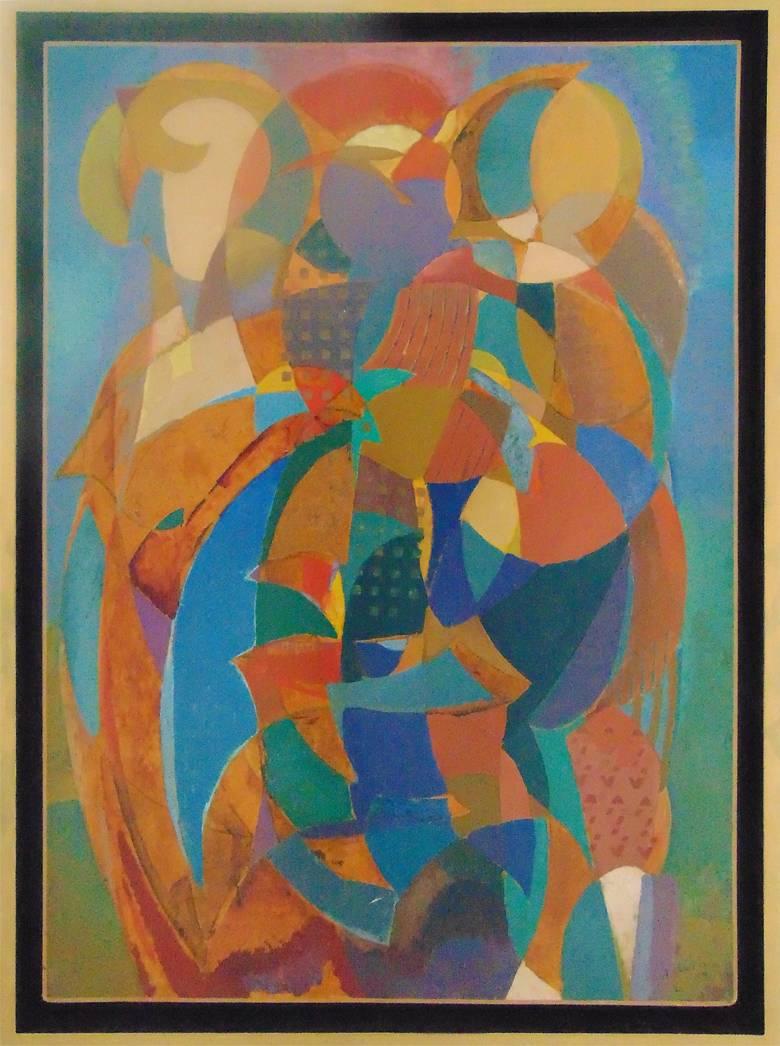Abstrakte Komposition – signiertes Gemälde Ungarischer Kubismus (Braun), Abstract Painting, von Alfred Reth