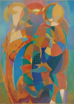 Vintage Abstract Composition - Signed Painting Hungarian Cubism