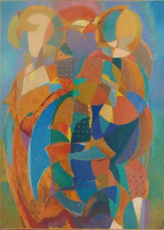 Composition abstraite - Peinture signée, cubisme hongrois