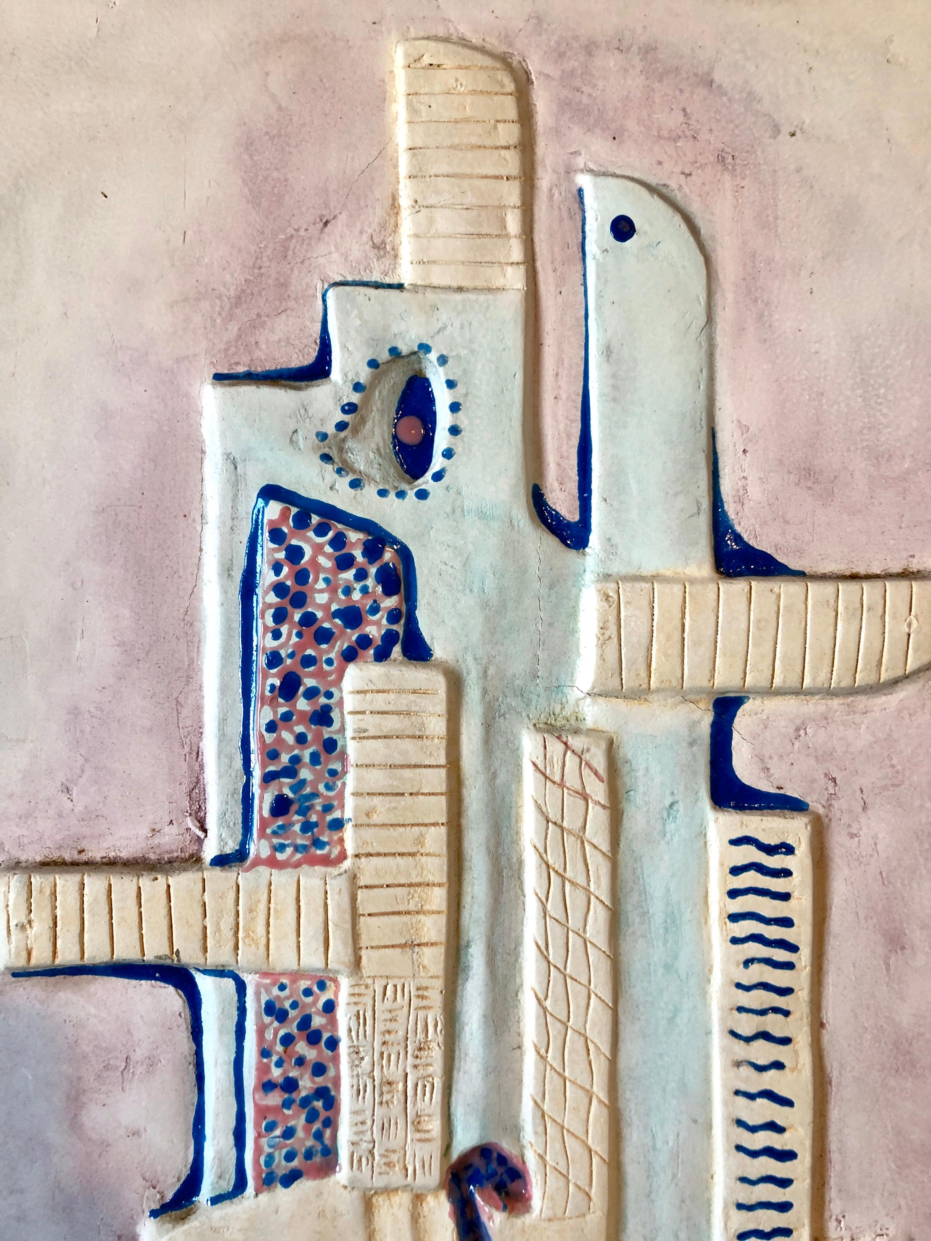 1949 Hungarian Cubism Wall Hanging Relief Sculpture with Enamel Painting Cubist  2