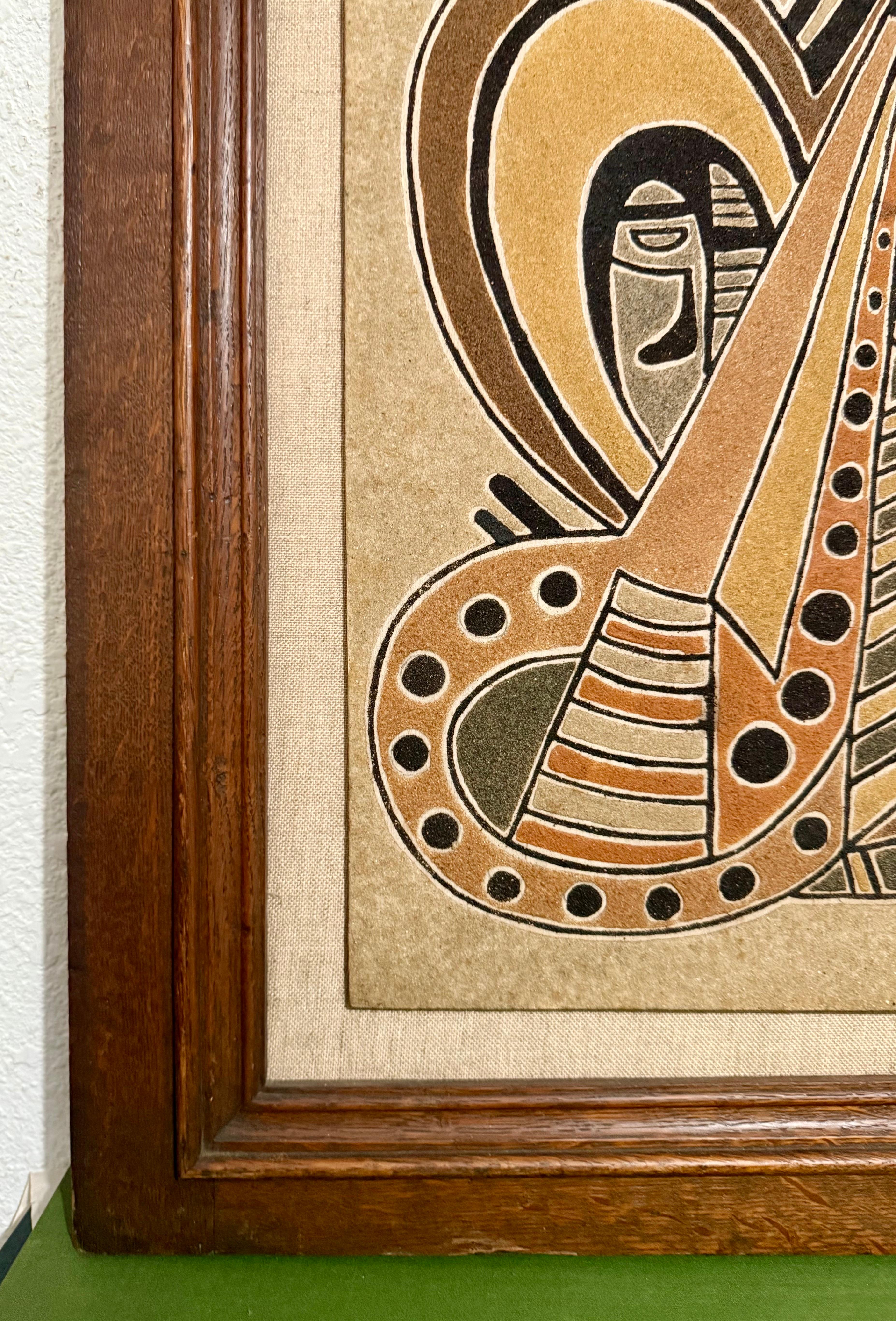 1952 Cubismo húngaro Colgante de pared Escultura en relieve Pintura de arena Cubista A. Reth en venta 8