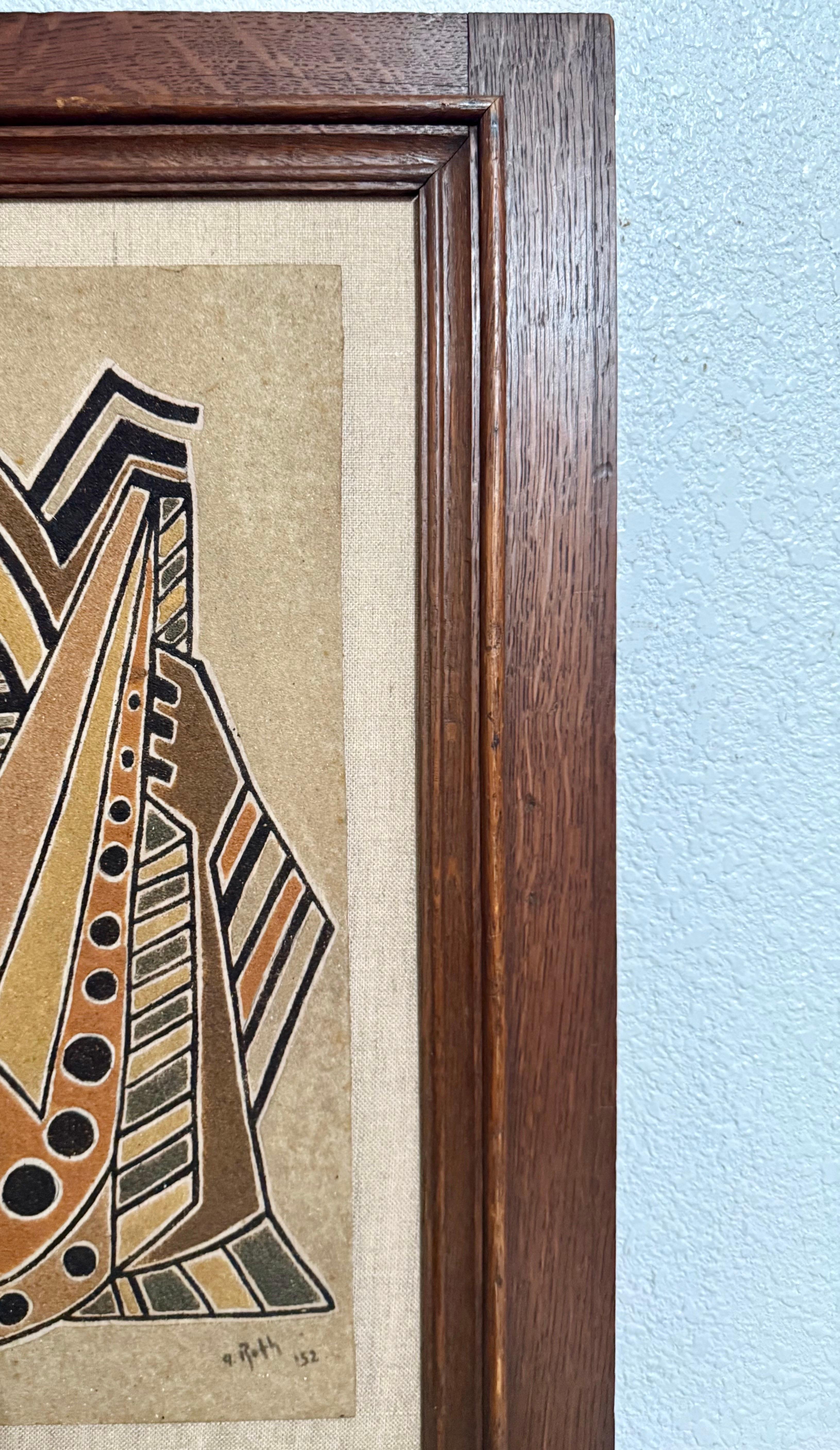 1952 Cubismo húngaro Colgante de pared Escultura en relieve Pintura de arena Cubista A. Reth en venta 12