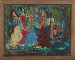 Abstract Expressionist Figurative -- Dancing Women at Picnic