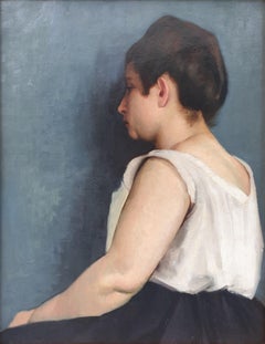 Naturalistic painting portrait woman model ROLL BATSINE LEPAGE French 19th