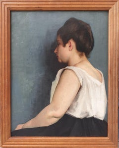 Naturalistic painting portrait woman model ROLL BATSINE LEPAGE French 19th 