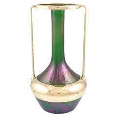 Alfred Roller Glass Vase Brass Mounting Loetz Austrian Jugendstil, circa 1901