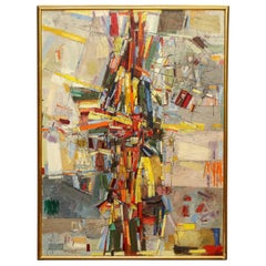 Alfred Russell Painting "Rue Saint Dennis" Abstract Mid-Century Modern 1948-1950