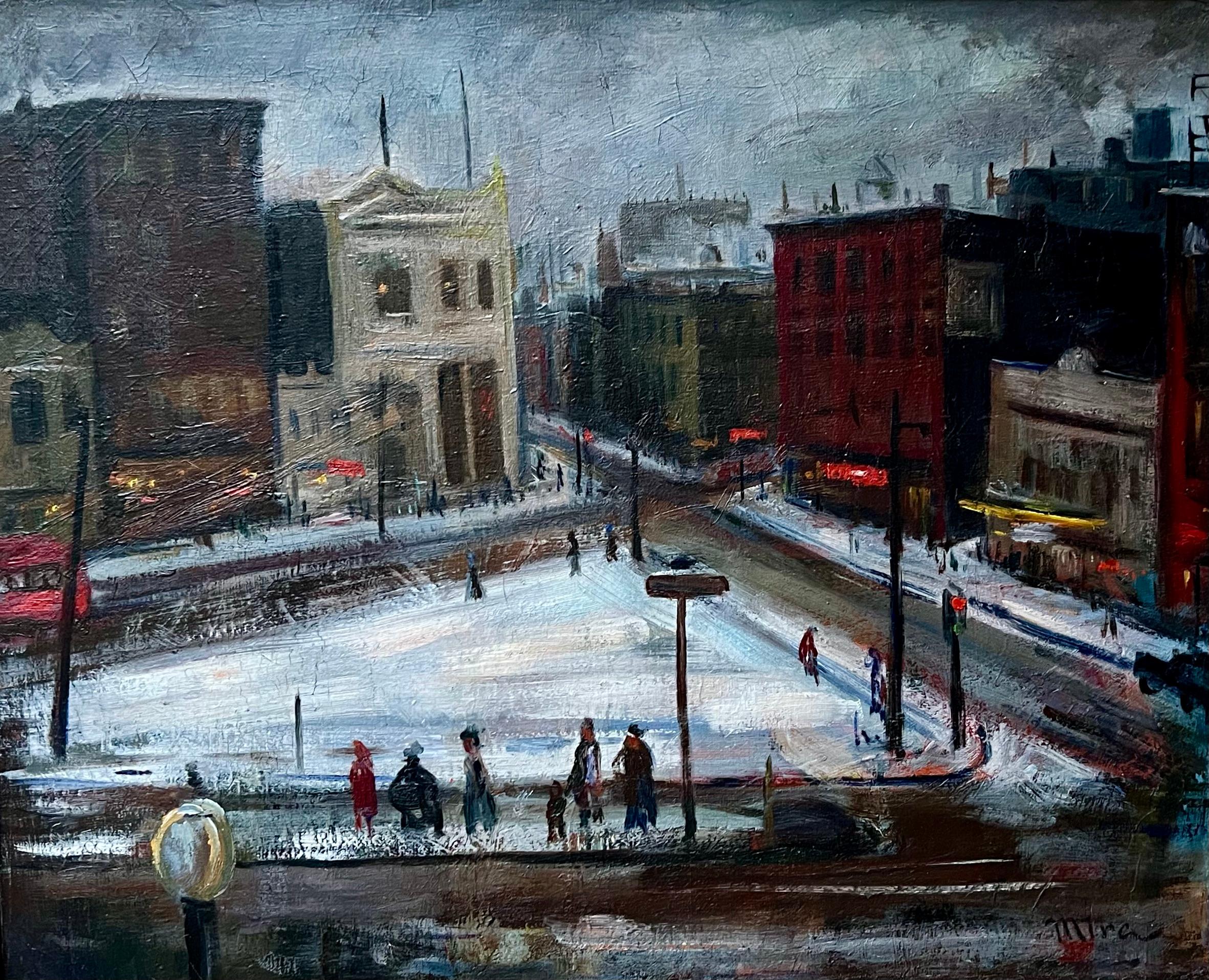 Alfred S. Mira Figurative Painting - Jackson Square, NYC WPA Mid 20th Century American Scene Ashcan Modernism Realism