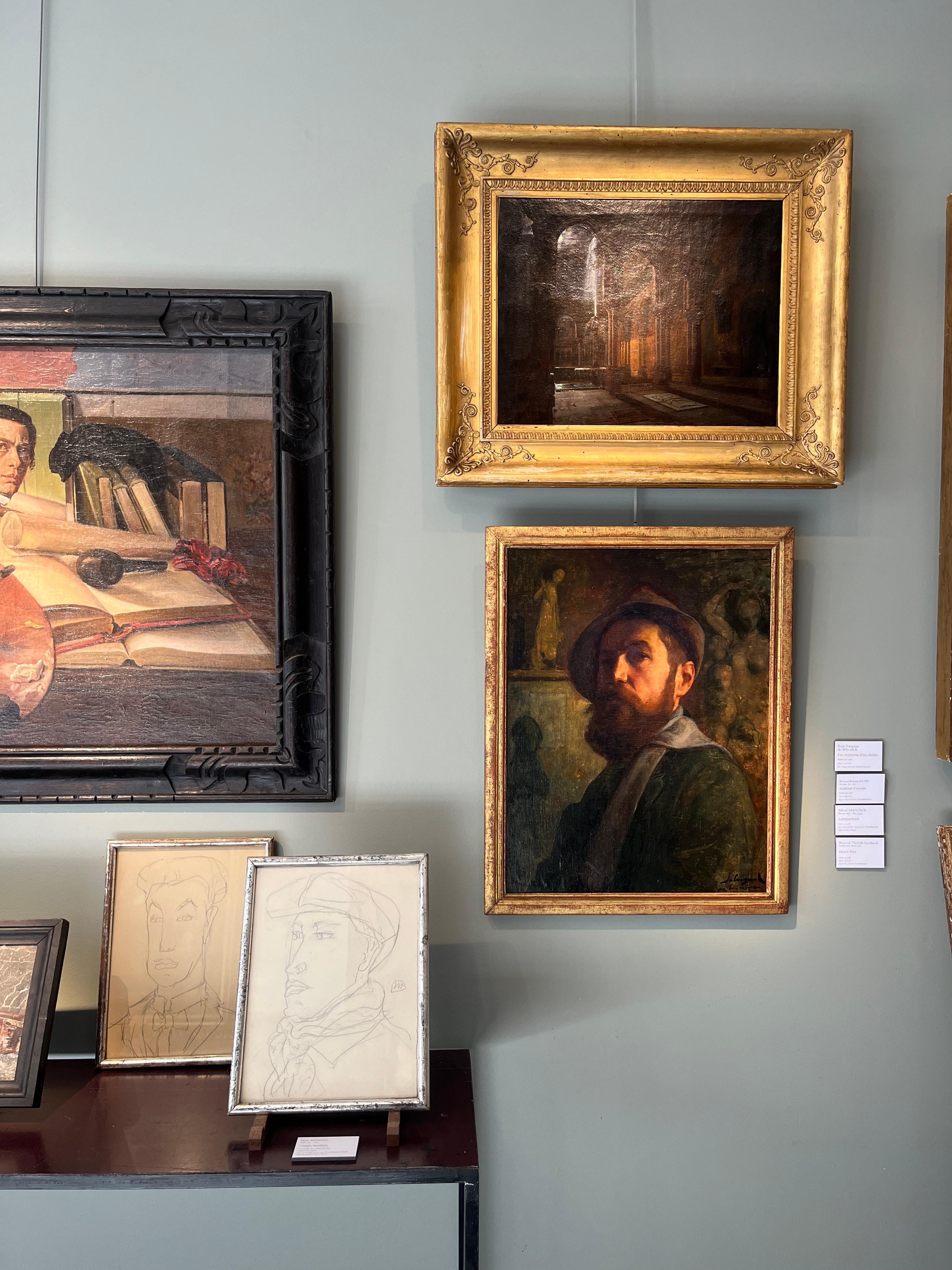 Self-Portrait des Bildhauers – Painting von Alfred Savignol