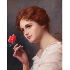 Antikes:: antikes Porträt einer Dame in Ölfarbe von Seifert